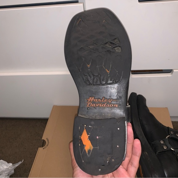 VINTAGE HARLEY DAVIDSON LEATHER MOTORCYCLE RIDER BOOTS (US10/UK9) - Picture 7 of 11